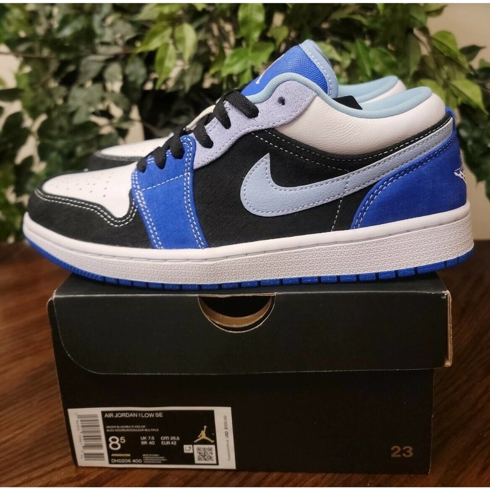 Nike Mens Air Jordan 1 Low SE Sneakers Racer Blue/Black DH0206-400 Size 8.5